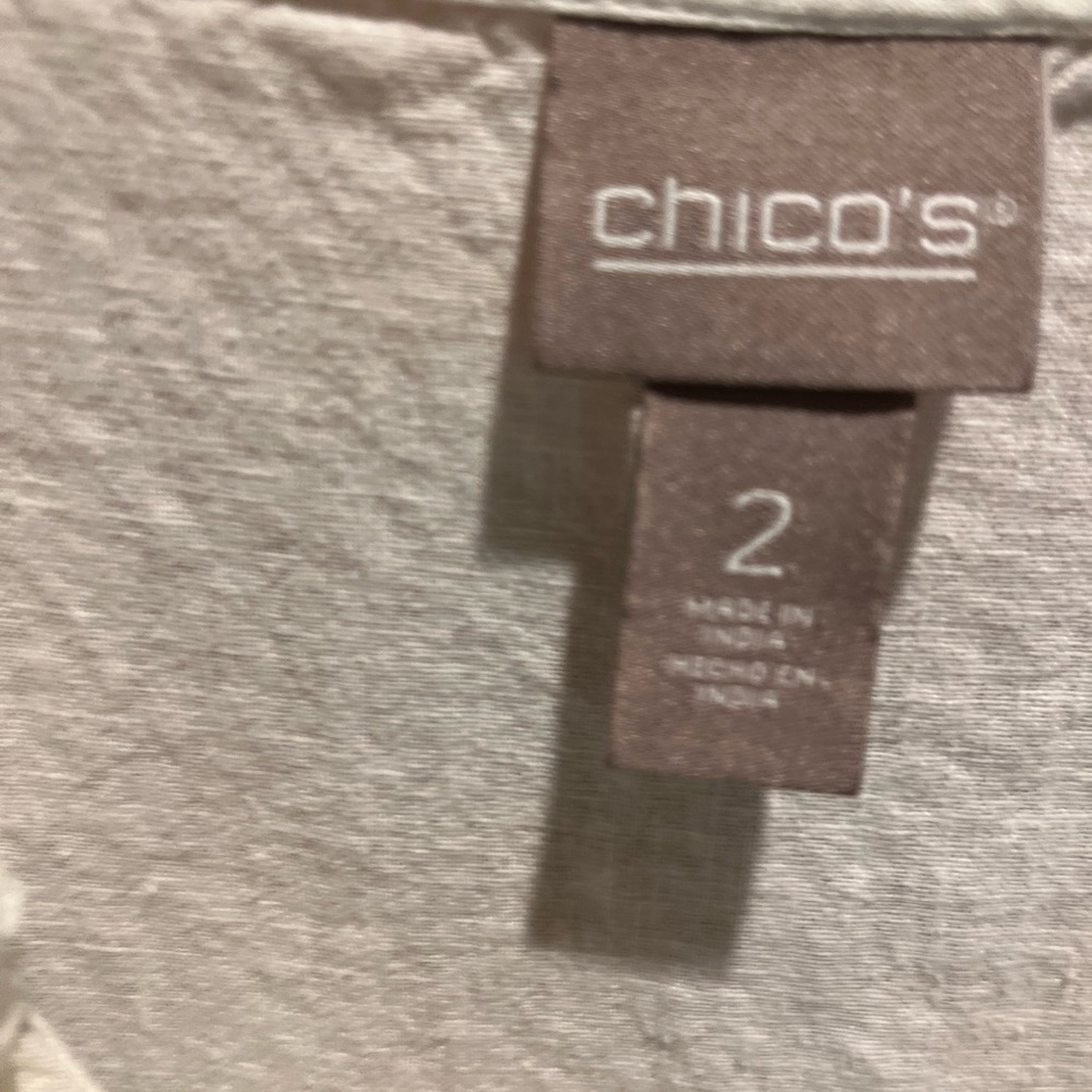 Chico's Cream V-Neck Blouse with Floral Trim - Picture 2 of 5
